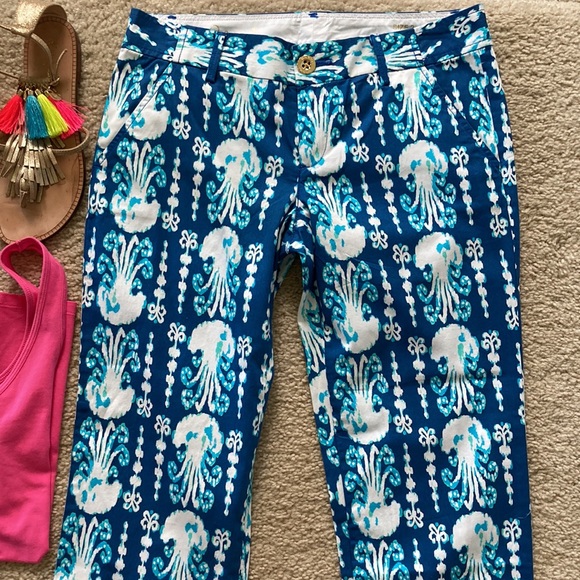 Lilly Pulitzer Cocoanut Walk Crop Indigo Get In Line - Picture 2 of 8